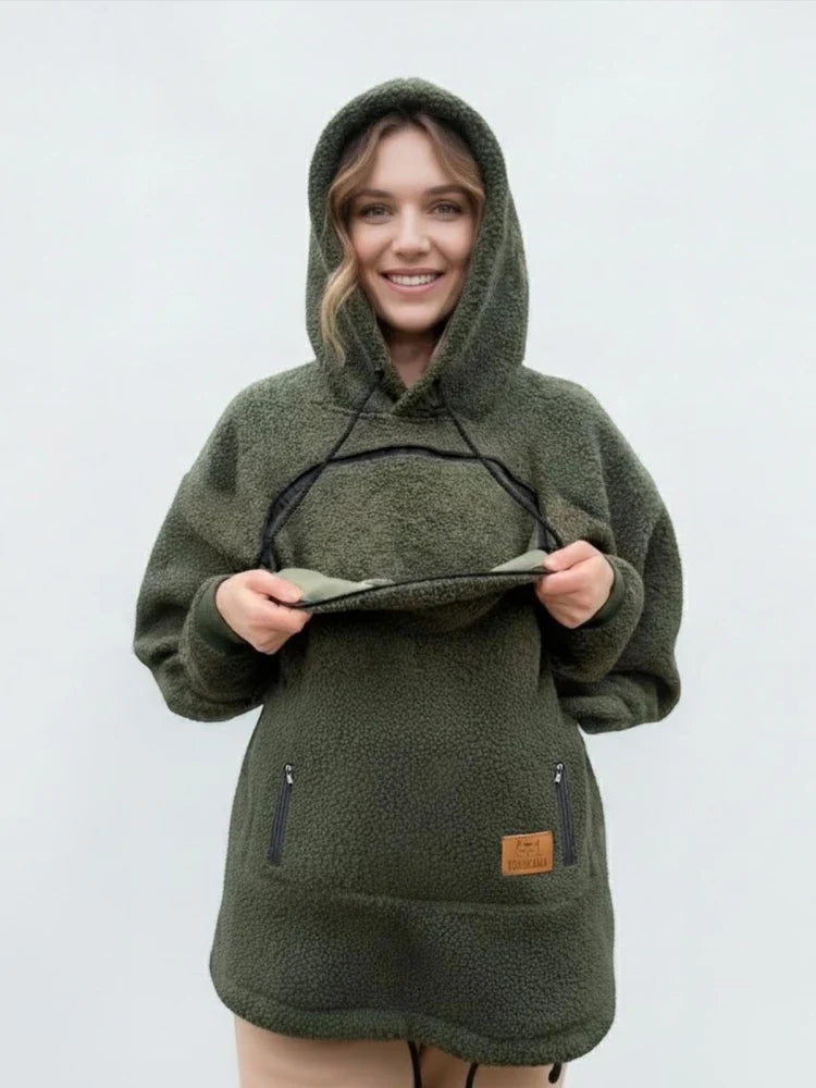 Sudadera informal con capucha, manga larga y cremallera completa para llevar sobre otras prendas