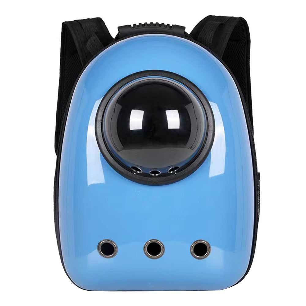 Blue carrier backpack for cats and small dogs